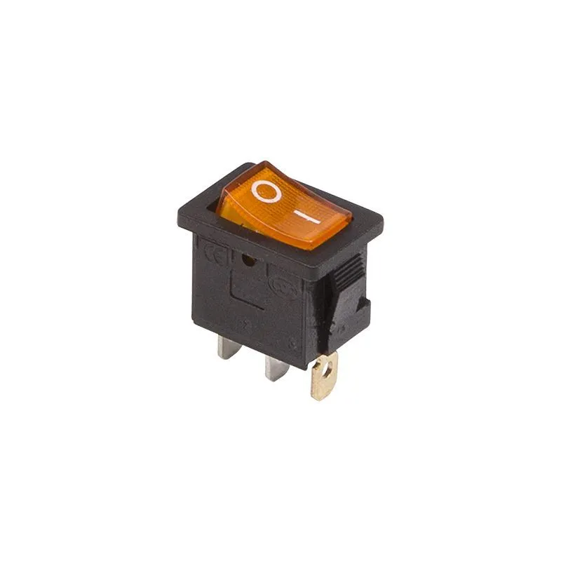Выключатель клавишный 250В 6А (3с) ON-OFF желтый с подсветкой Mini REXANT 36-2152