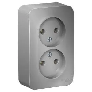 Розетка 2-м ОП Blanca 16А IP20 250В без заземл. без защ. шторок алюм. SE BLNRA000203 1210536
