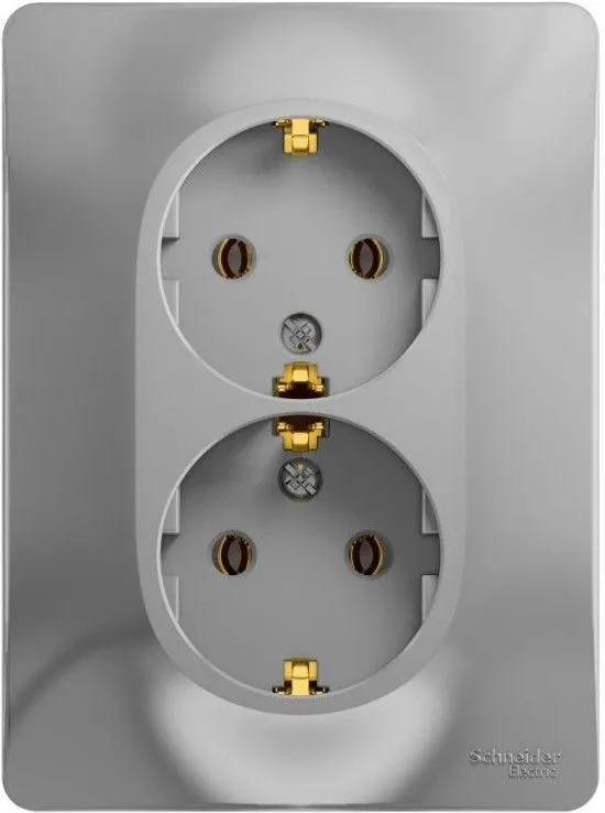 Розетка 2-м СП Glossa 16А IP20 с заземл. в сборе алюм. SE GSL000324