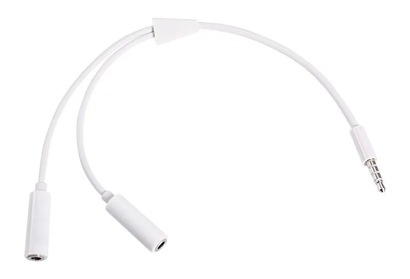 Аудиоразветвитель штекер 3,5мм на 2 по 3,5мм, 0,3м, белый REXANT 18-1100