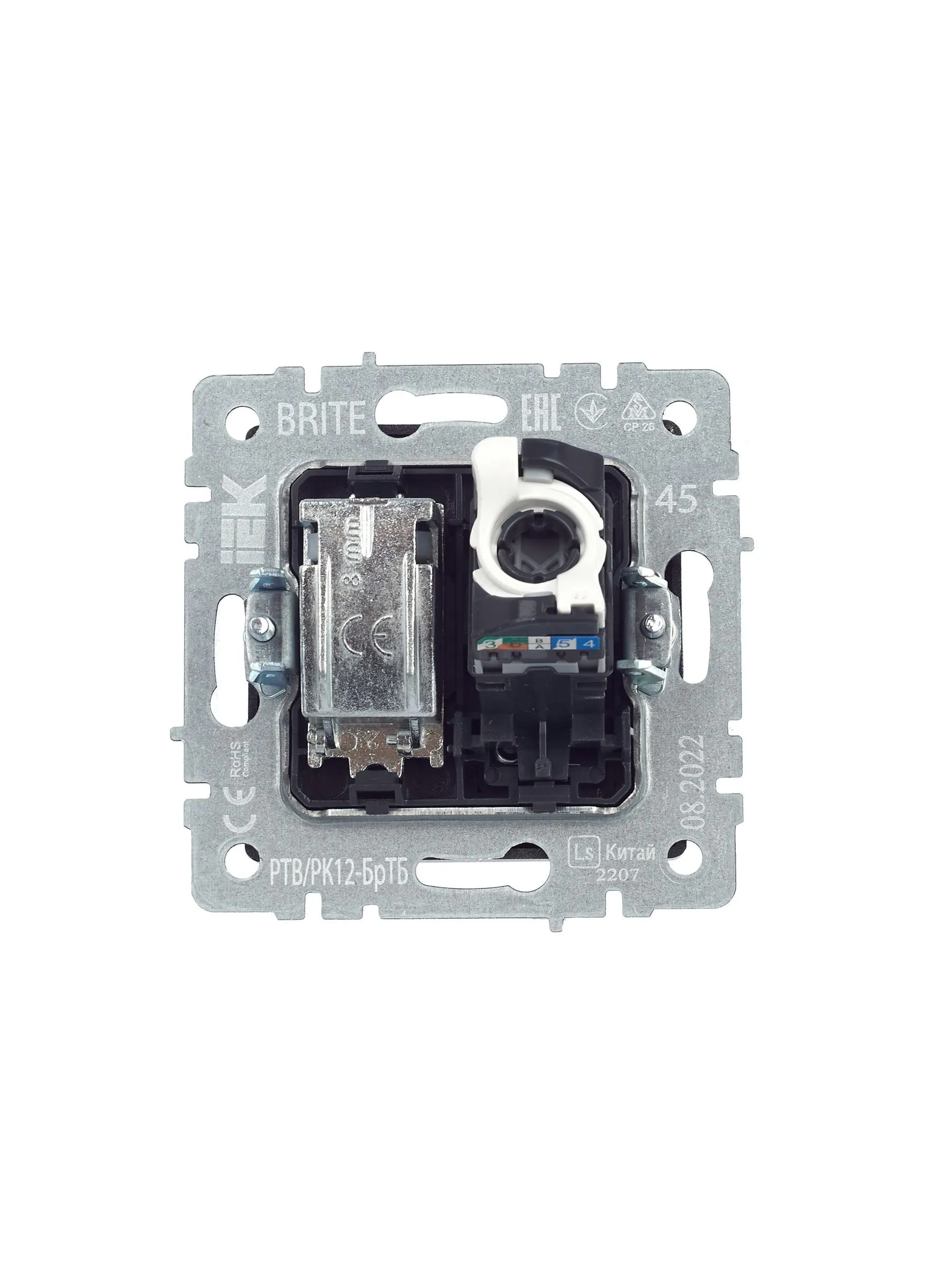 BRITE Розетка двойная TV+RJ45 кат.5E РТВ/РК12-БрТБ темная бронза IEK - Фото 5