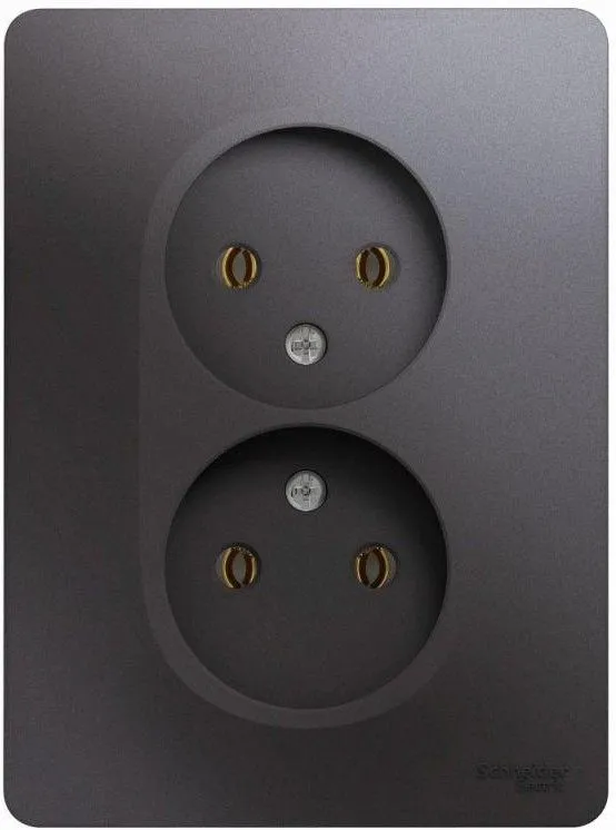 Розетка 2-м СП Glossa 16А IP20 250В без заземл. в сборе графит SE GSL001320