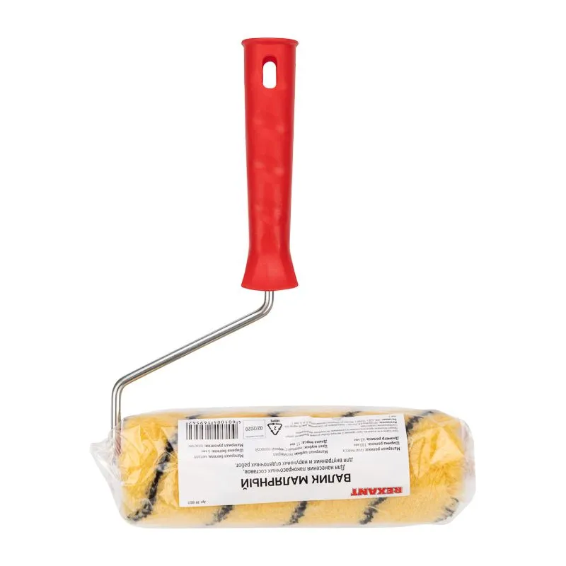 Валик полиакрил желтый с черной полосой, ворс 11 мм, ширина ролика 180 мм, бюгель 6 мм, Ø 42 мм REXANT - Фото 4