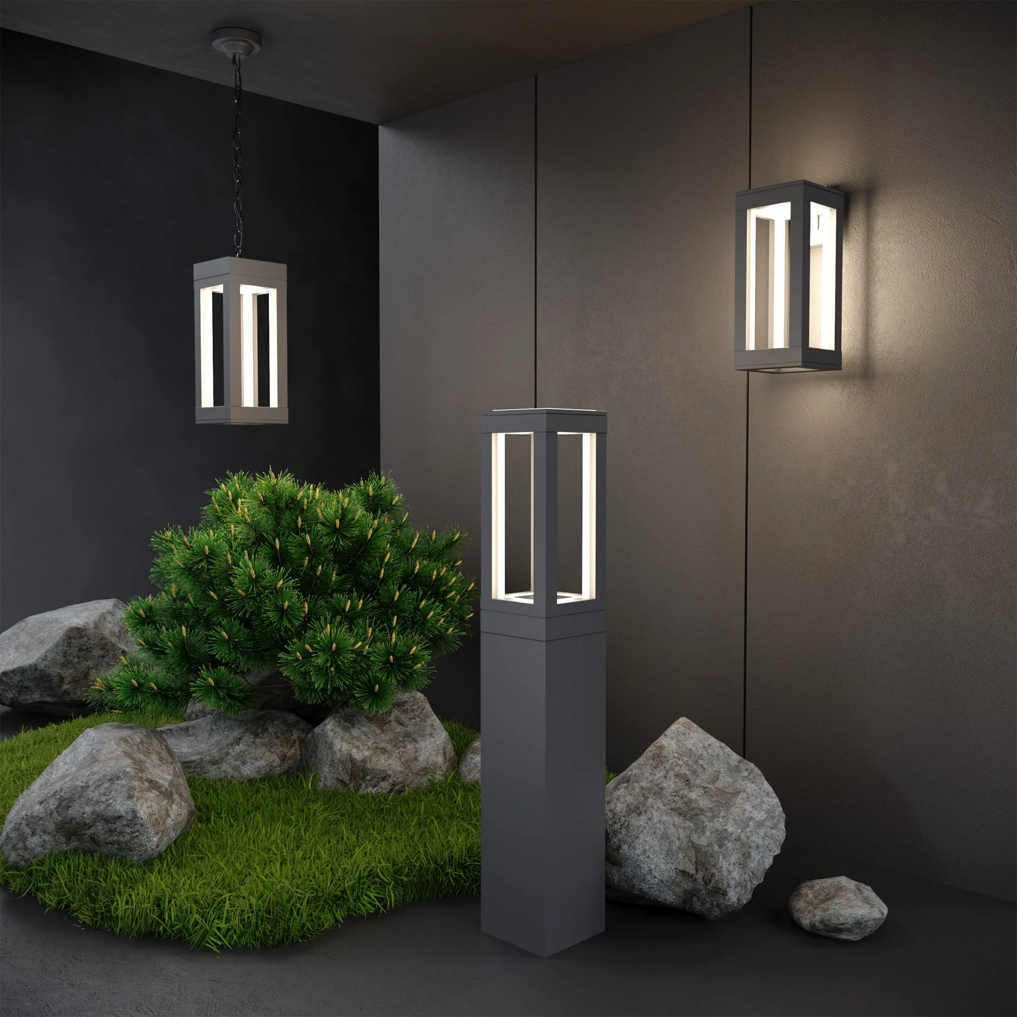 Светильник светодиодный уличный подвесной Frame LED IP54 1528 TECHNO LED серый Elektrostandard - Фото 4