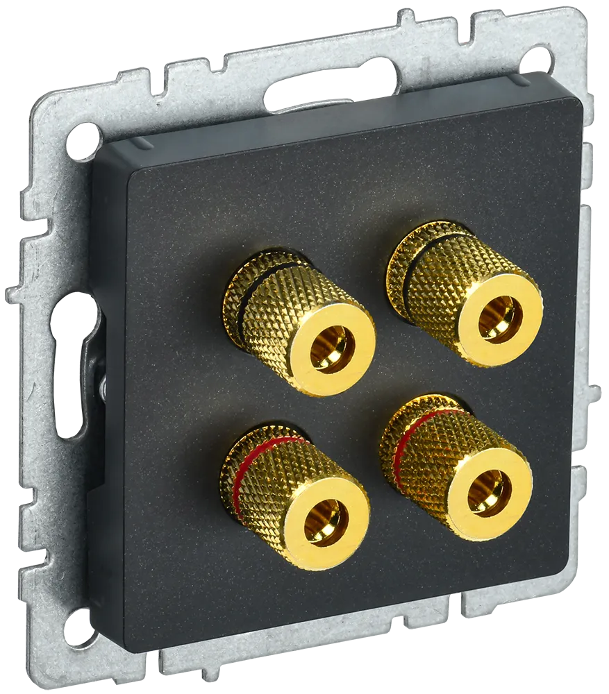BRITE Аудиорозетка 4-местная РА10-БрЧ черный IEK