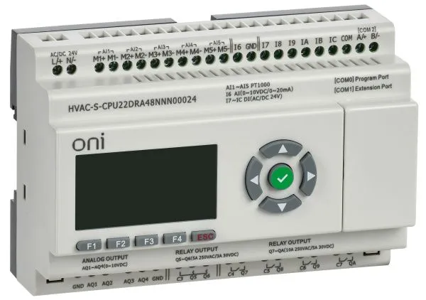 ПЛК HVAC S ЦПУ 6DI 6DO 1AI 5PT 4AO LED дисплей RS485 24В DC Расширяемая версия ONI