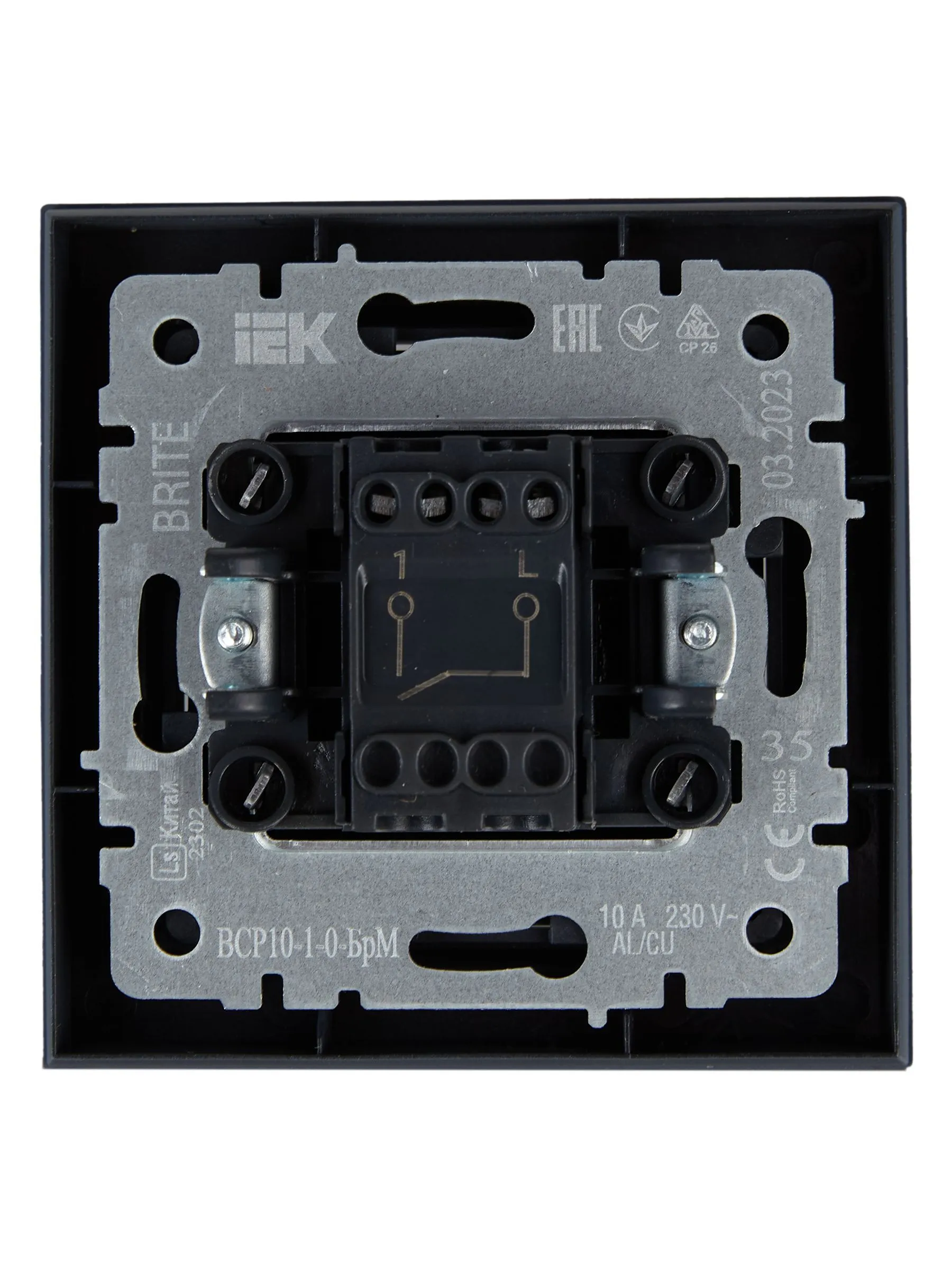 BRITE Выключатель 1-клавишный 10А в сборе ВСР10-1-0-БрМ маренго IEK - Фото 5