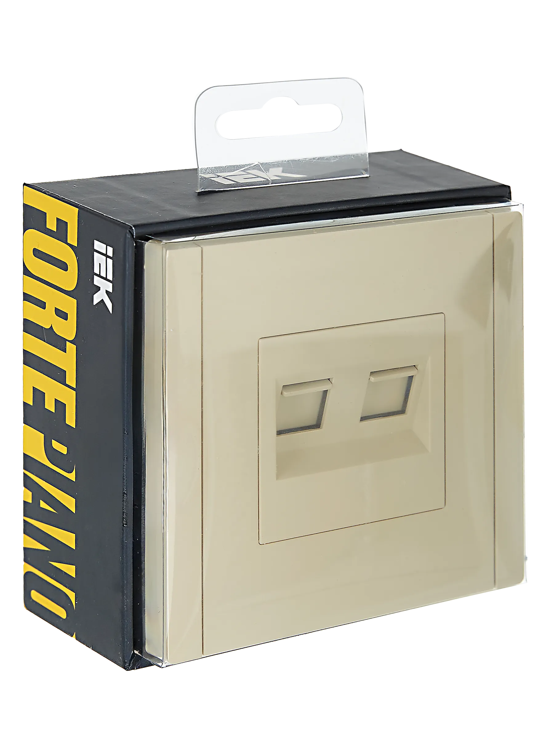 FORTE&PIANO Розетка двойная RJ11+RJ45 кат.5E FP435 ваниль IEK - Фото 2