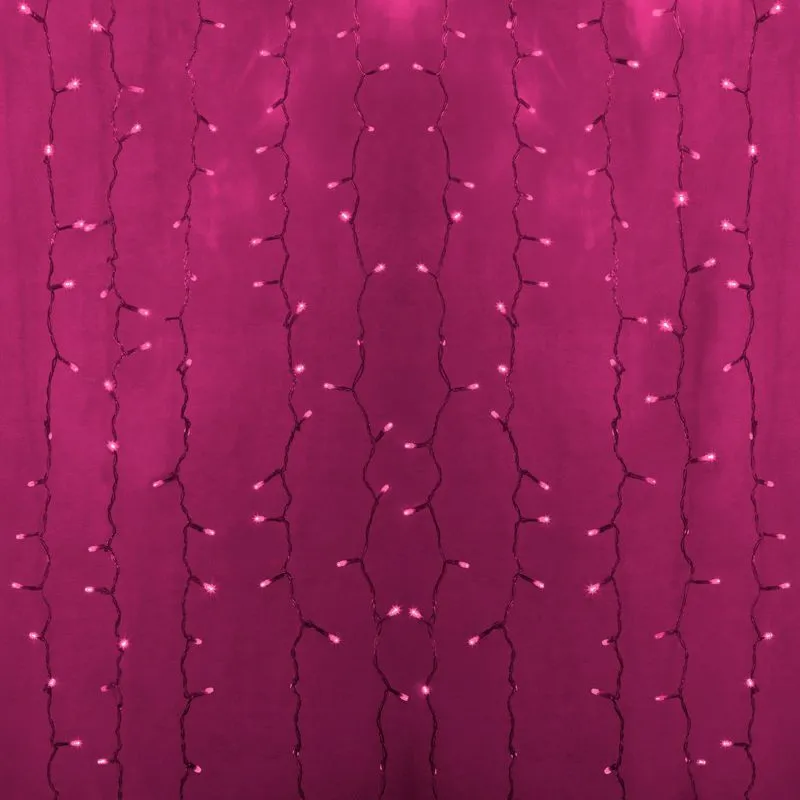 Гирлянда Светодиодный Дождь 2х1,5м, постоянное свечение, прозрачный провод, 230 В, диоды РОЗОВЫЕ (шн 235-307