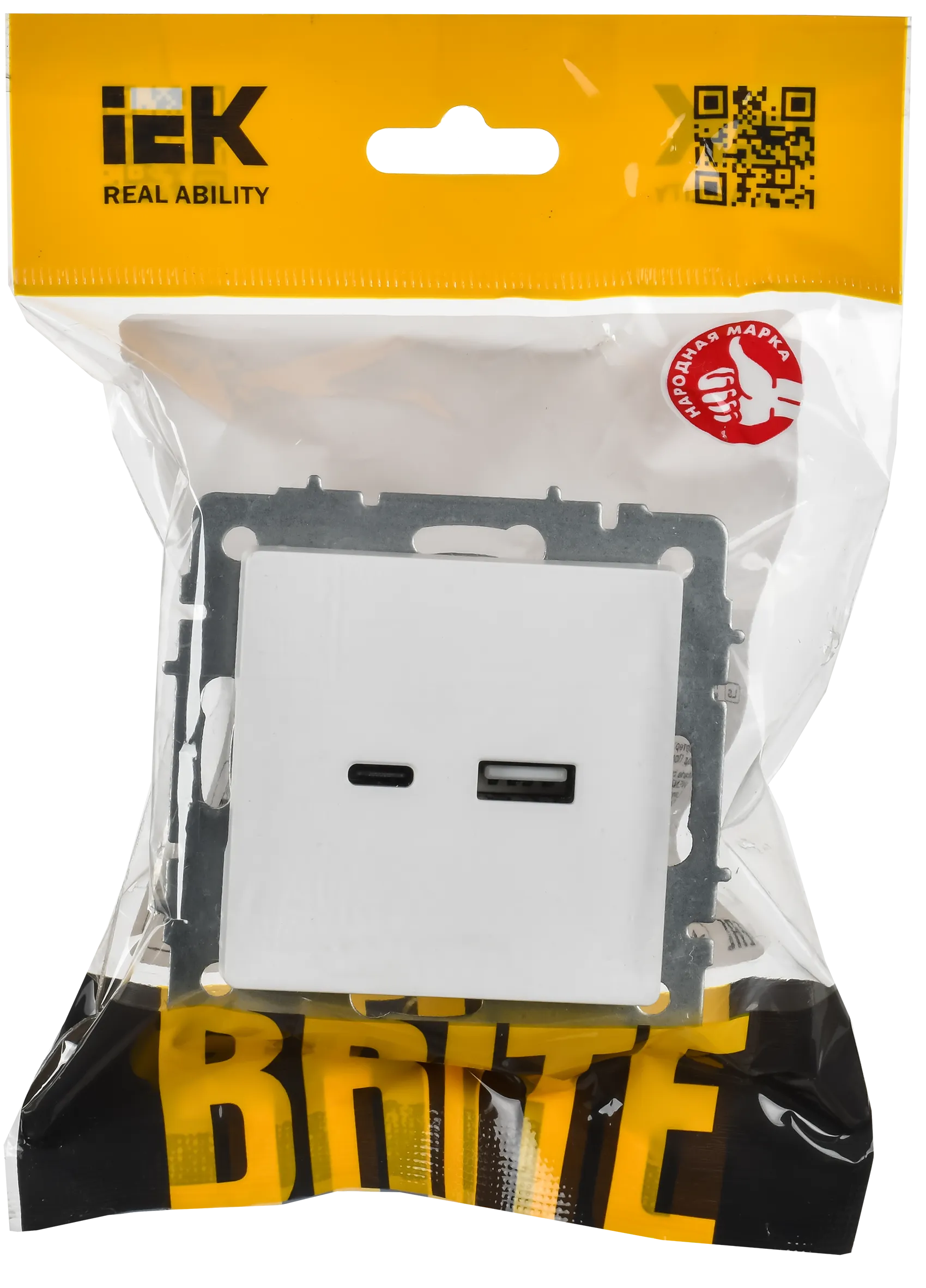 BRITE Розетка USB A+C 18Вт РЮ11-1-БрАБ арктический белый IEK - Фото 2