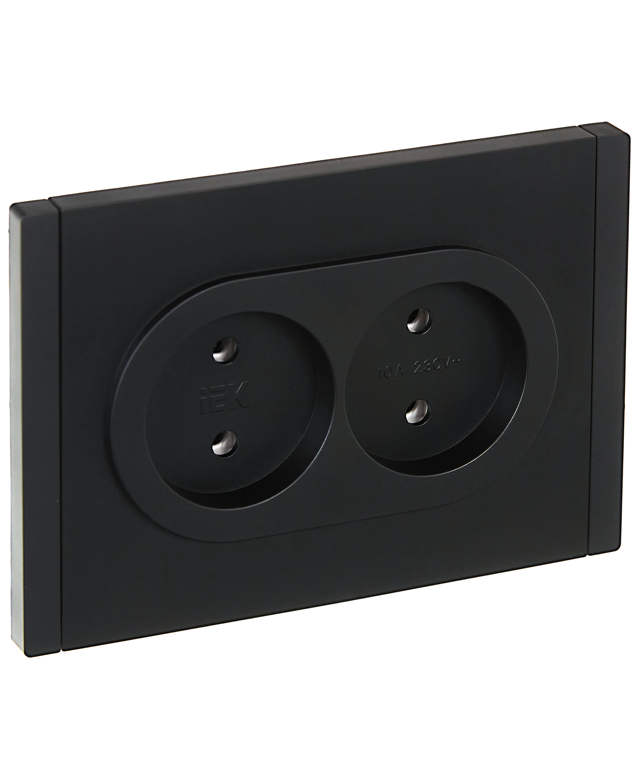 FORTE&PIANO Розетка 2-местная без заземления без защитных шторок безвинтовое крепление 10А FP126 черный IEK