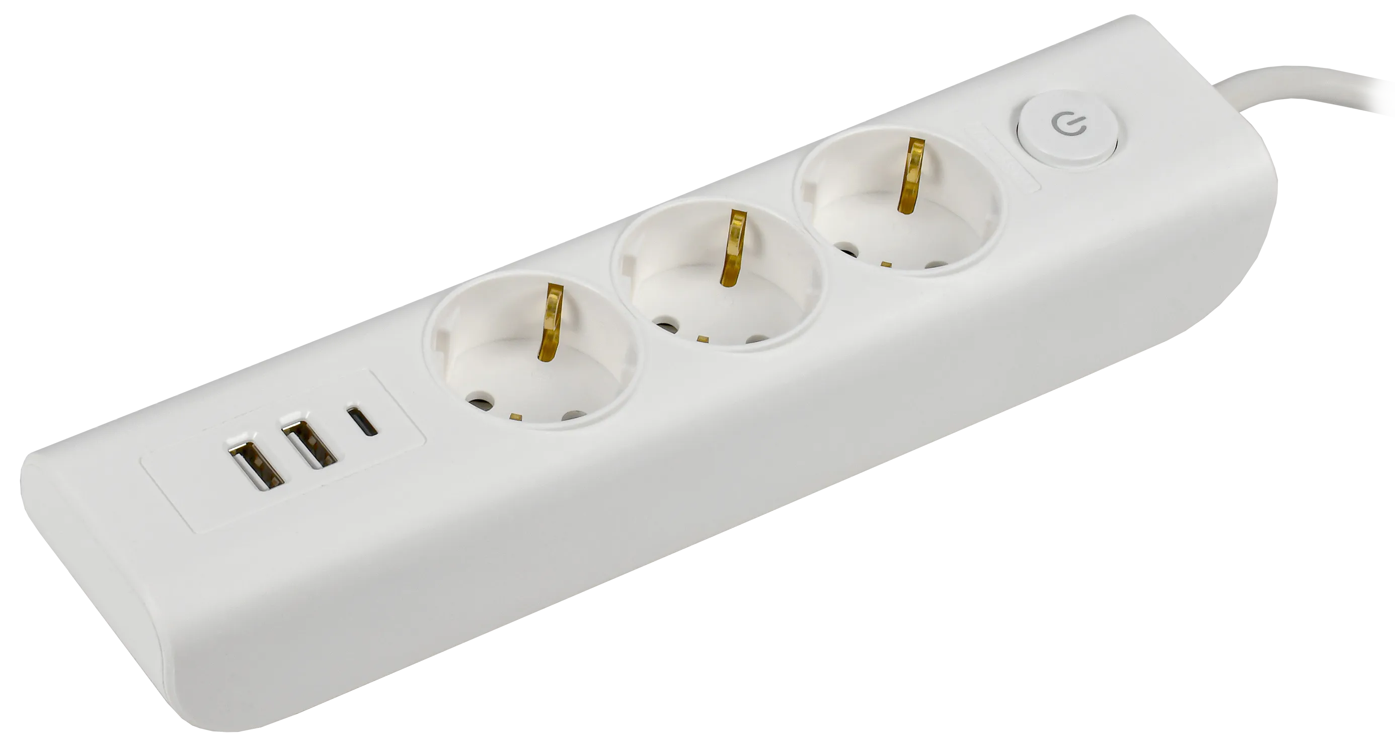 MODERN Удлинитель У03В 3 места с заземляющим контактом 2м 3х1мм2 16А/250В USBх3 белый IEK WYP12-16-03-02-ZKU-K01