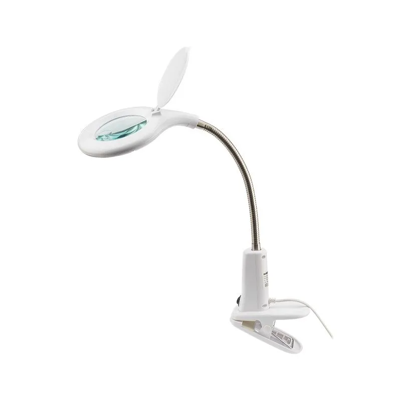 Лупа настольная 3D+12D с подсветкой 60 LED, прищепка, ø100мм, белая REXANT 31-0244