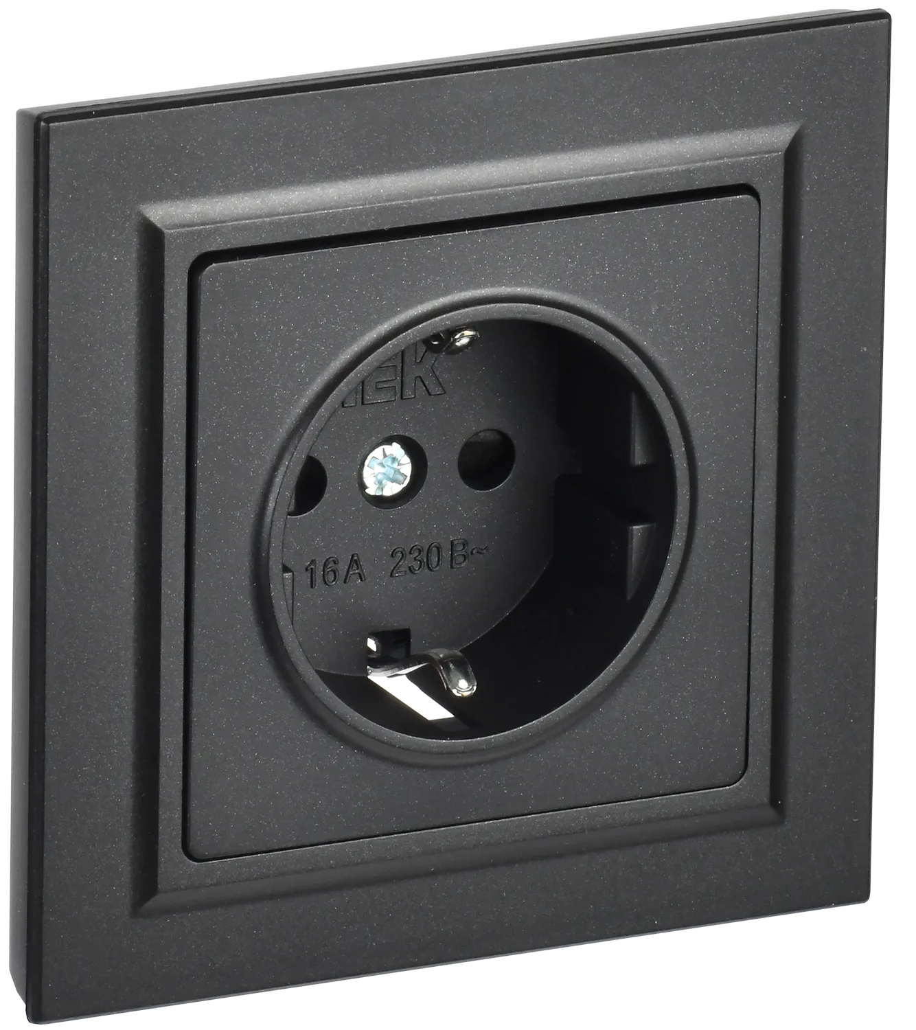 BRITE Розетка 1-местная с заземлением с защитными шторками 16А в сборе РСР14-1-0-БрЧ черный IEK BR-R14-16-K02-F