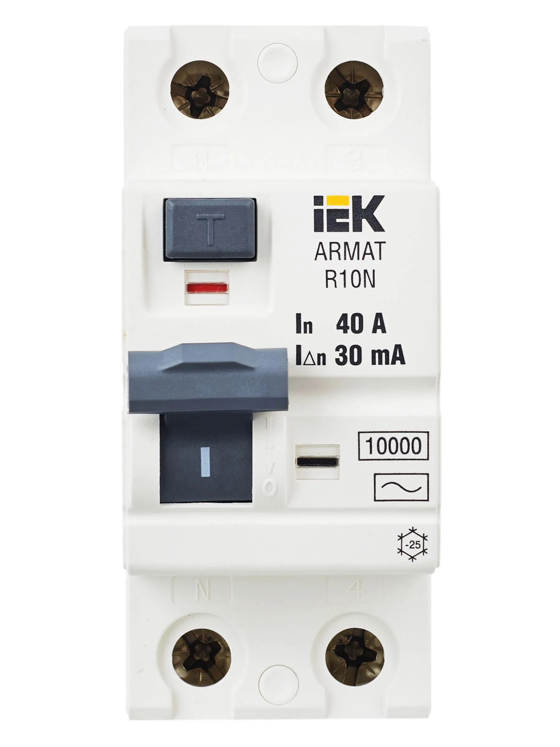ARMAT Выключатель дифференциального тока R10N 2P 40А 30мА тип AC IEK - Фото 8