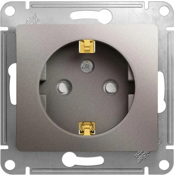 Розетка 1-м СП Glossa 16А IP20 250В с заземл. защ. шторки механизм платина SE GSL001245