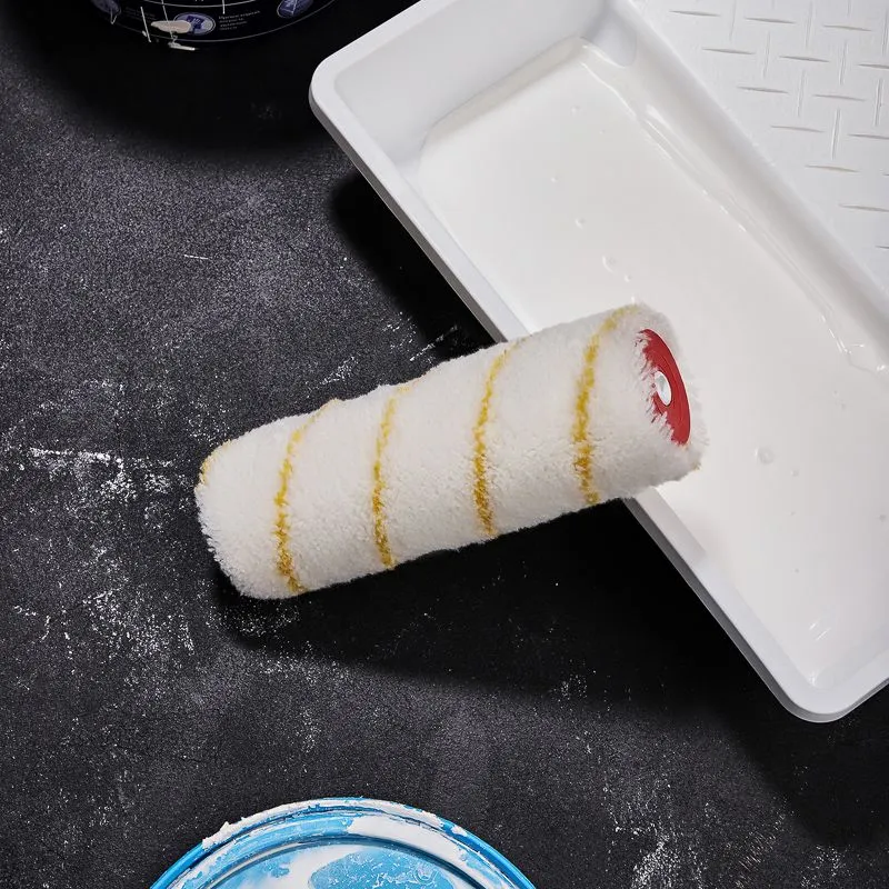 Ролик (сменный) полиамид белый с желтой полосой, ворс 11 мм, ширина ролика 180 мм, Ø 42 мм, бюгель 8 мм, серия «Мастер» REXANT - Фото 3