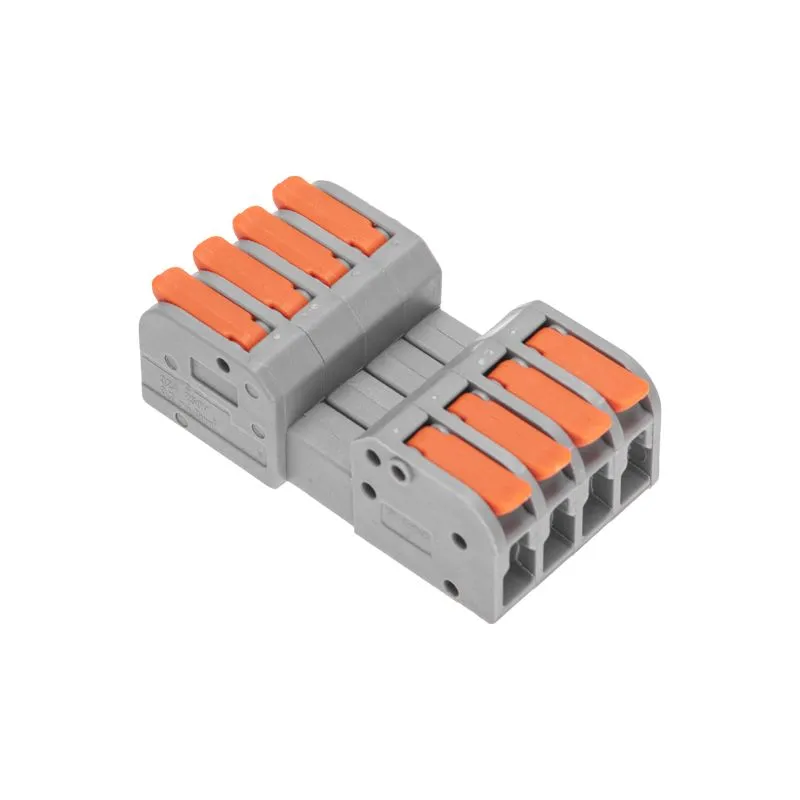 Клемма СМК 222-424R проходная разъемная 4 полюса серая 0,2-2,5/4мм² (20 шт/уп) REXANT 07-5264
