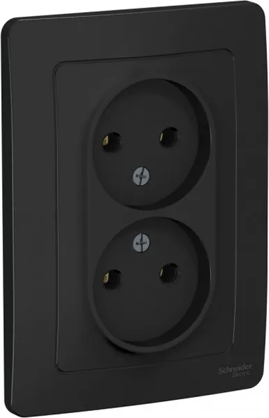 Розетка 2-м СП Blanca 16А IP20 250В без заземл. без защ. шторок антрацит SE BLNRS000026 - Фото 3