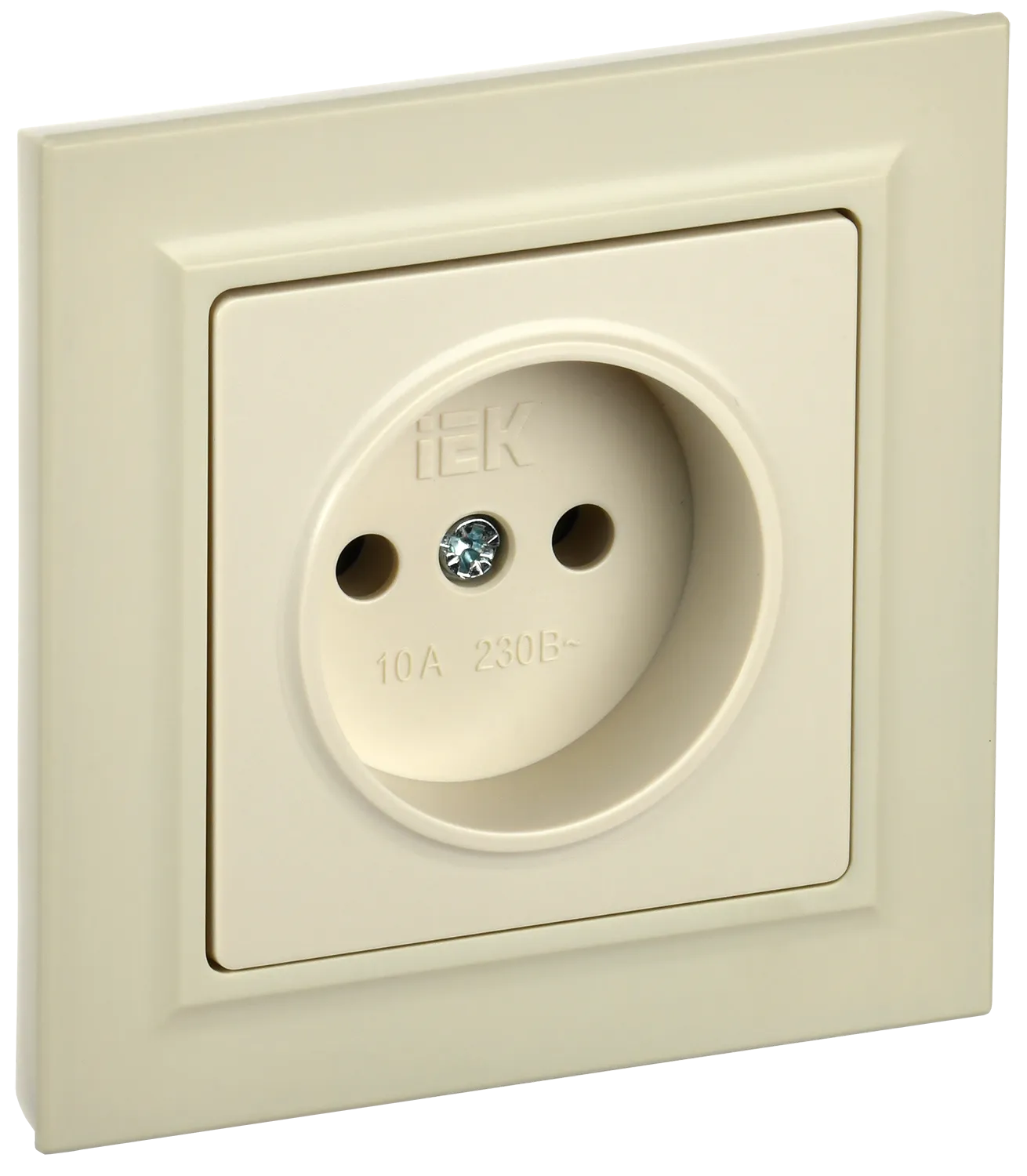 BRITE Розетка 1-местная без заземления без защитных шторок 10А в сборе РСР10-1-0-БрКр бежевый IEK
