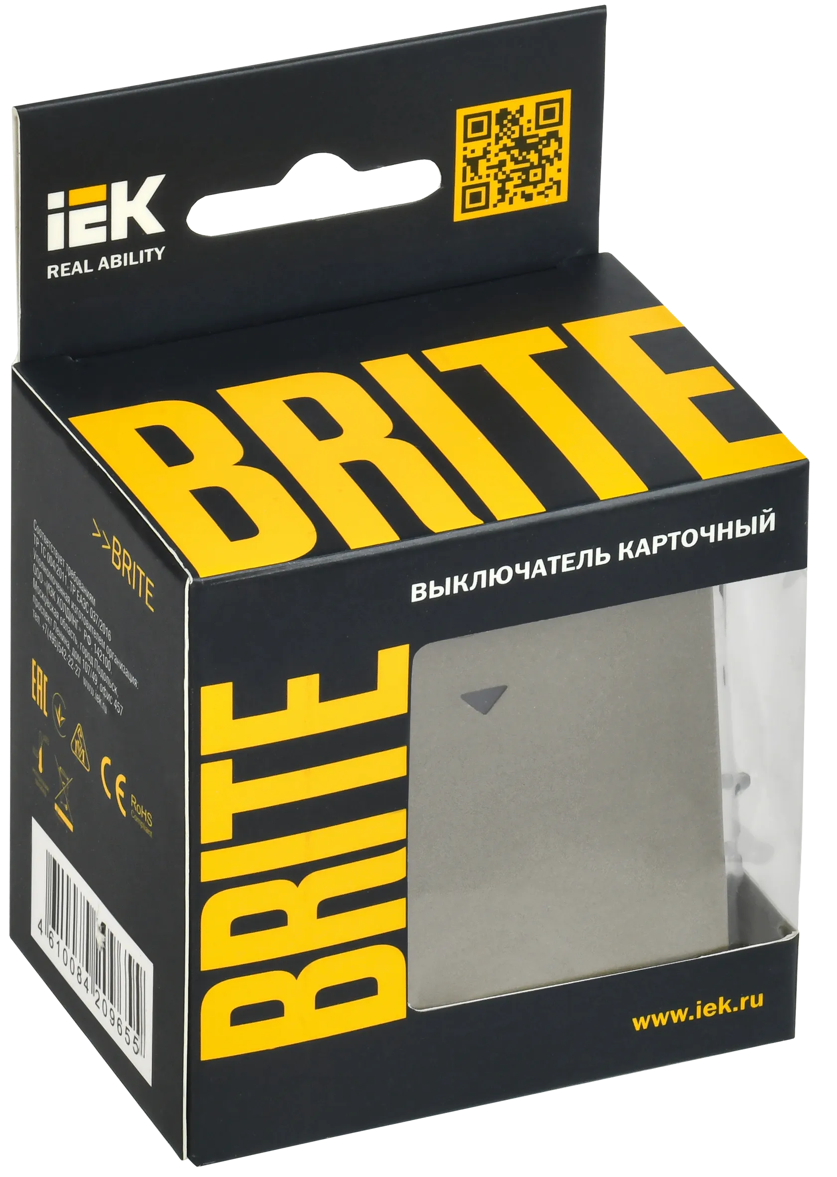 BRITE Выключатель карточный 30А ВС10-1-8-БрШ шампань IEK - Фото 2