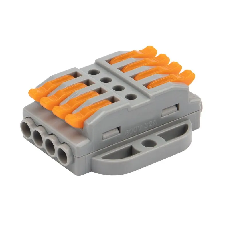 Клемма СМК 222-424P проходная 4 полюса, с монтажной площадкой (0,08-4 мм²), серая (25 шт./уп.) REXANT