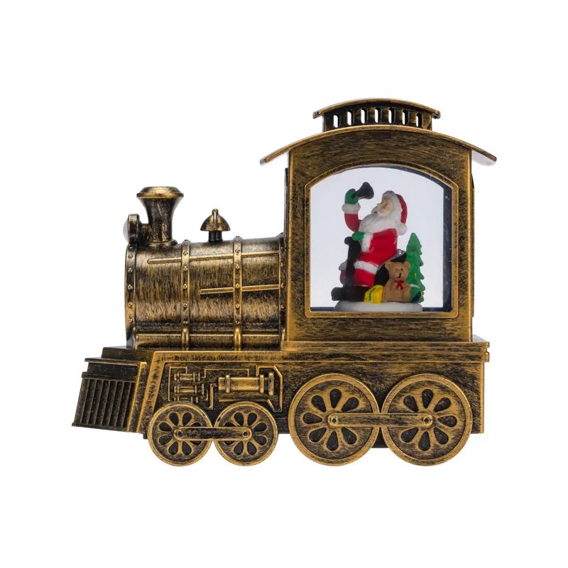 Декоративный фонарь Паровоз с эффектом снегопада и подсветкой - Фото 3