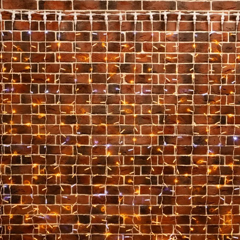 Гирлянда Светодиодный Дождь 2х3м, эффект мерцания, белый провод, 230 В, диоды ЖЁЛТЫЕ (шнур питания в - Фото 2