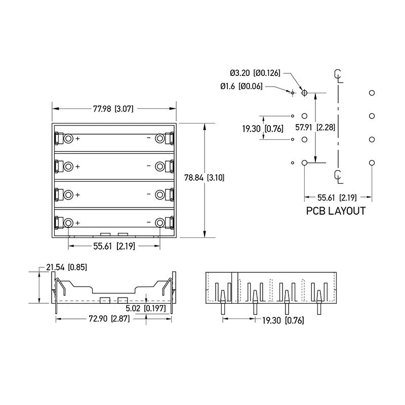 Отсек батарейный Li-ion, 4х18650 (на плату), 1 штука - Фото 4