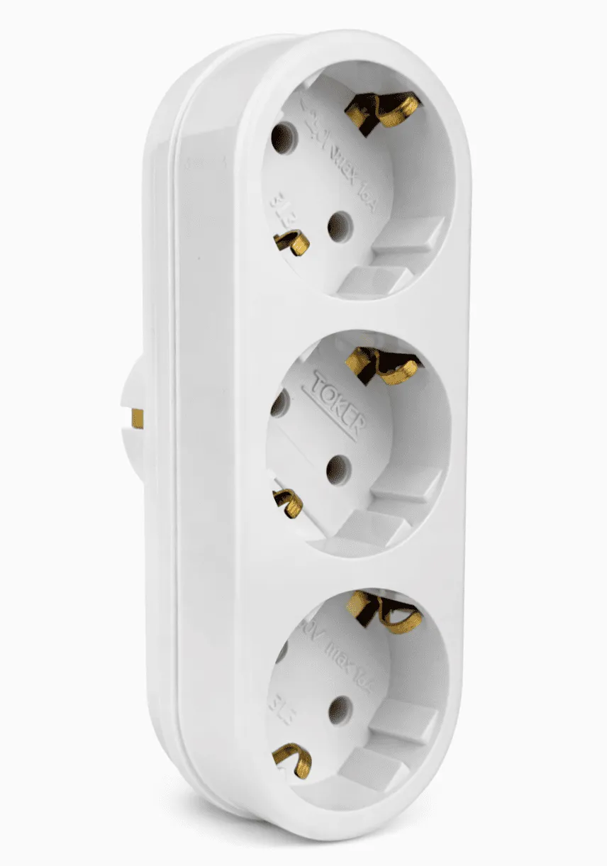 Разветвитель электрический 3 розетки с заземлением, 16А, белый DEKRON - Фото 3
