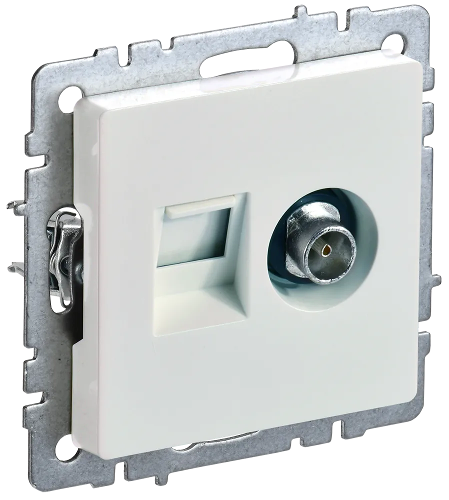 BRITE Розетка двойная TV+RJ45 кат.5E РТВ/РК12-БрЖ жемчуг IEK BR-AK20-1-K36