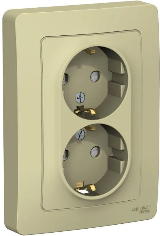 Розетка 2-м СП Blanca 16А IP20 250В с заземл. защ. шторки беж. SE BLNRS001127