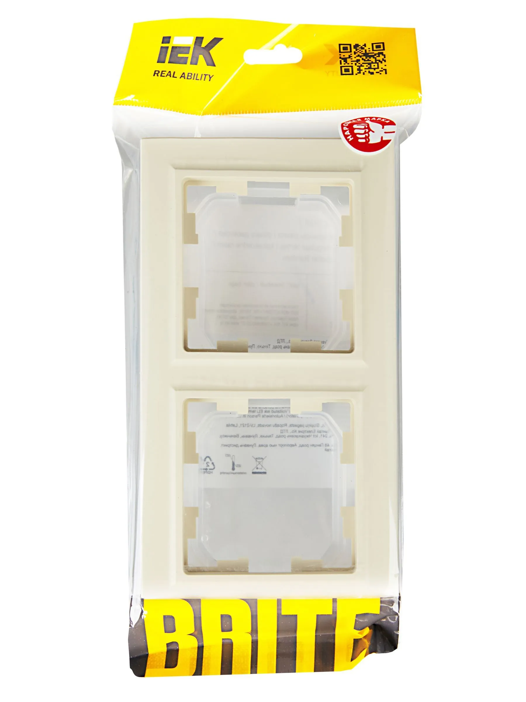BRITE Рамка 2-местная IP44 РУ-2-БрКр-44 бежевый IEK - Фото 2