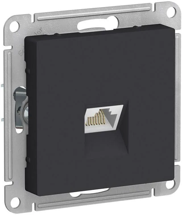 Розетка компьютерная 1-м AtlasDesign RJ45 кат.5E механизм карбон SE ATN001083