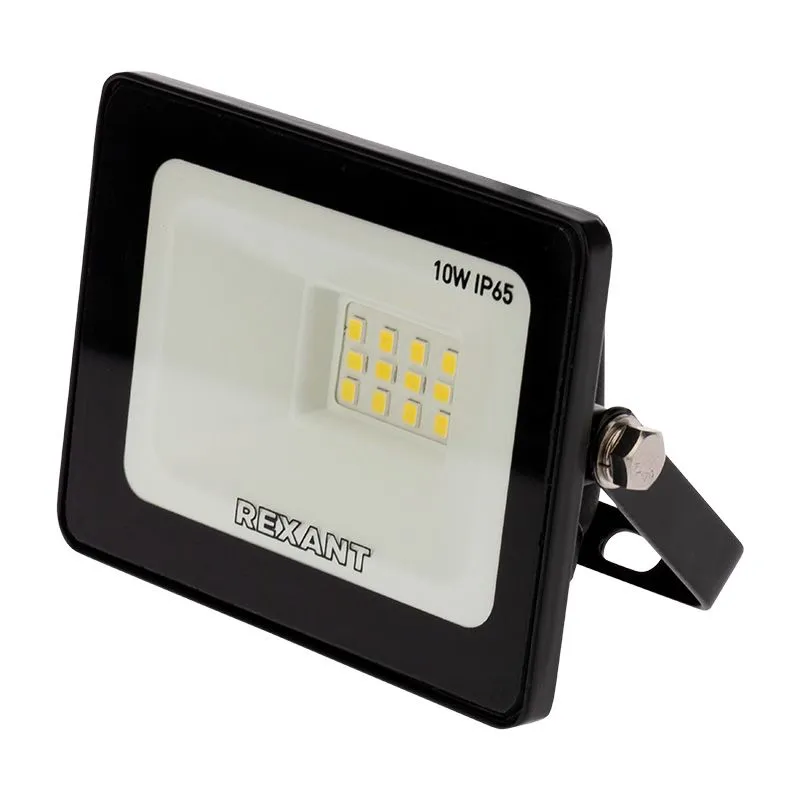 Прожектор светодиодный СДО 10Вт 800Лм 6500К холодный свет, черный корпус REXANT