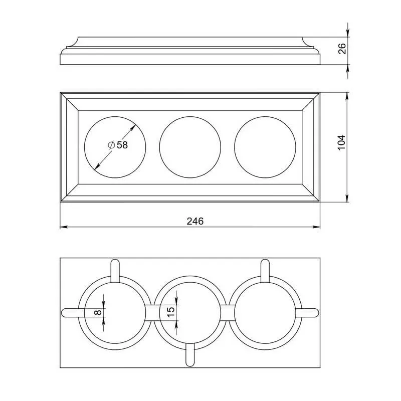Рамка трехместная "Престиж" красное дерево, для наружного и внутреннего монтажа, ТМ "МезонинЪ" GE707 - Фото 2