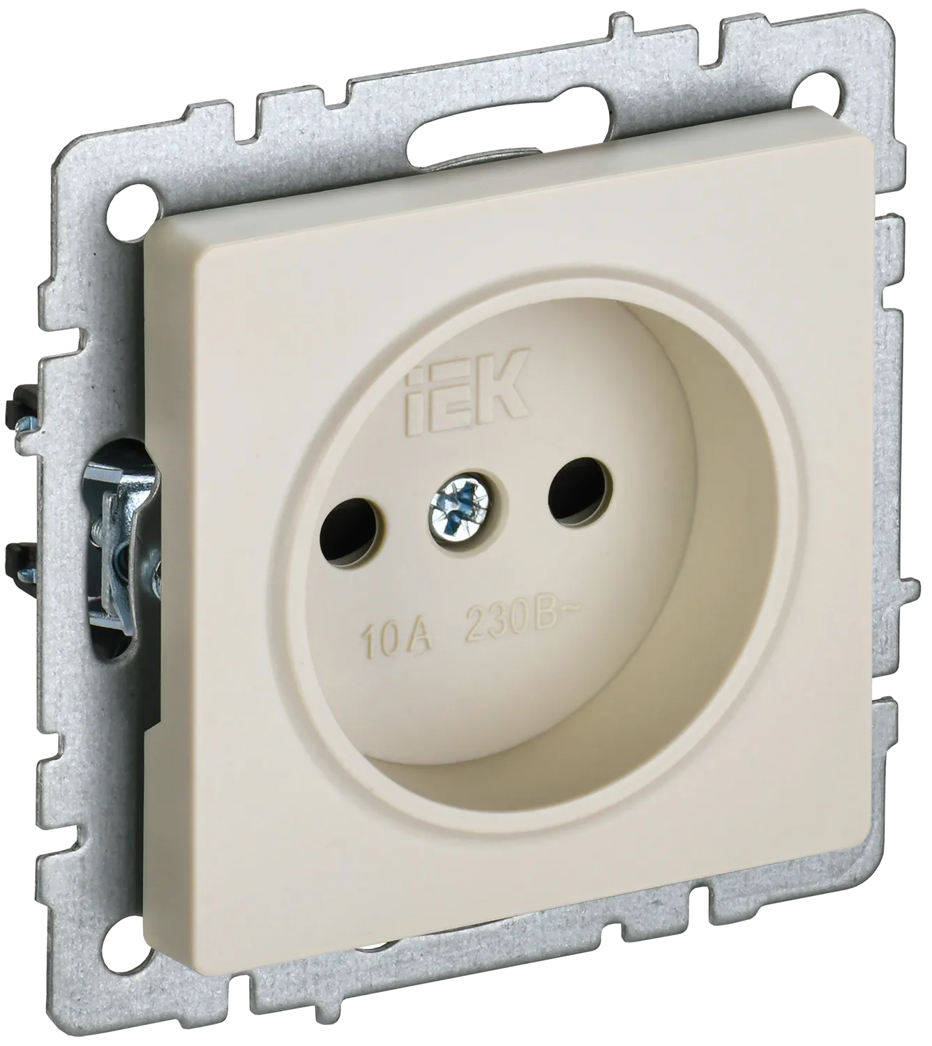 BRITE Розетка 1-местная без заземления с защитными шторками 10А РСш10-2-БрКр бежевый IEK BR-R13-10-K10