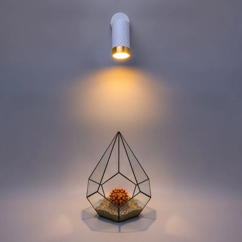 Накладной светильник WOLTA WSL-GU10/S09WG IP20 под лампу GU10 Белый/золото LINEA D60x170 1/50 - Фото 2