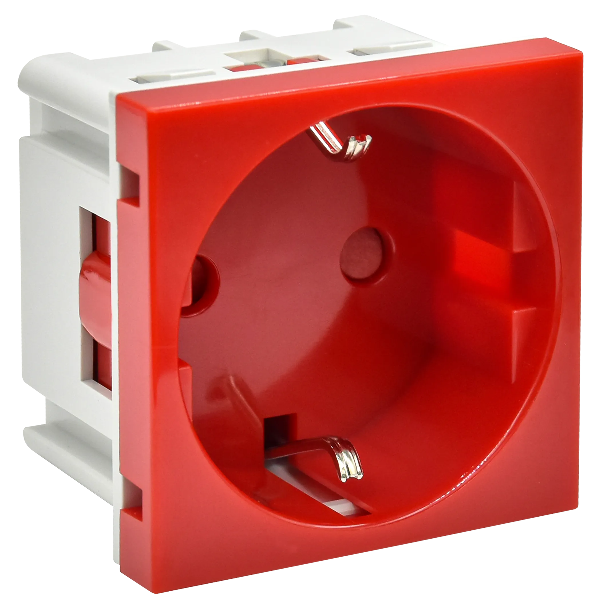 PRIMER РКС-20-30-П-К Розетка с заземляющим контактом защитной шторкой и винтовым зажимом (2 модуля) красная IEK