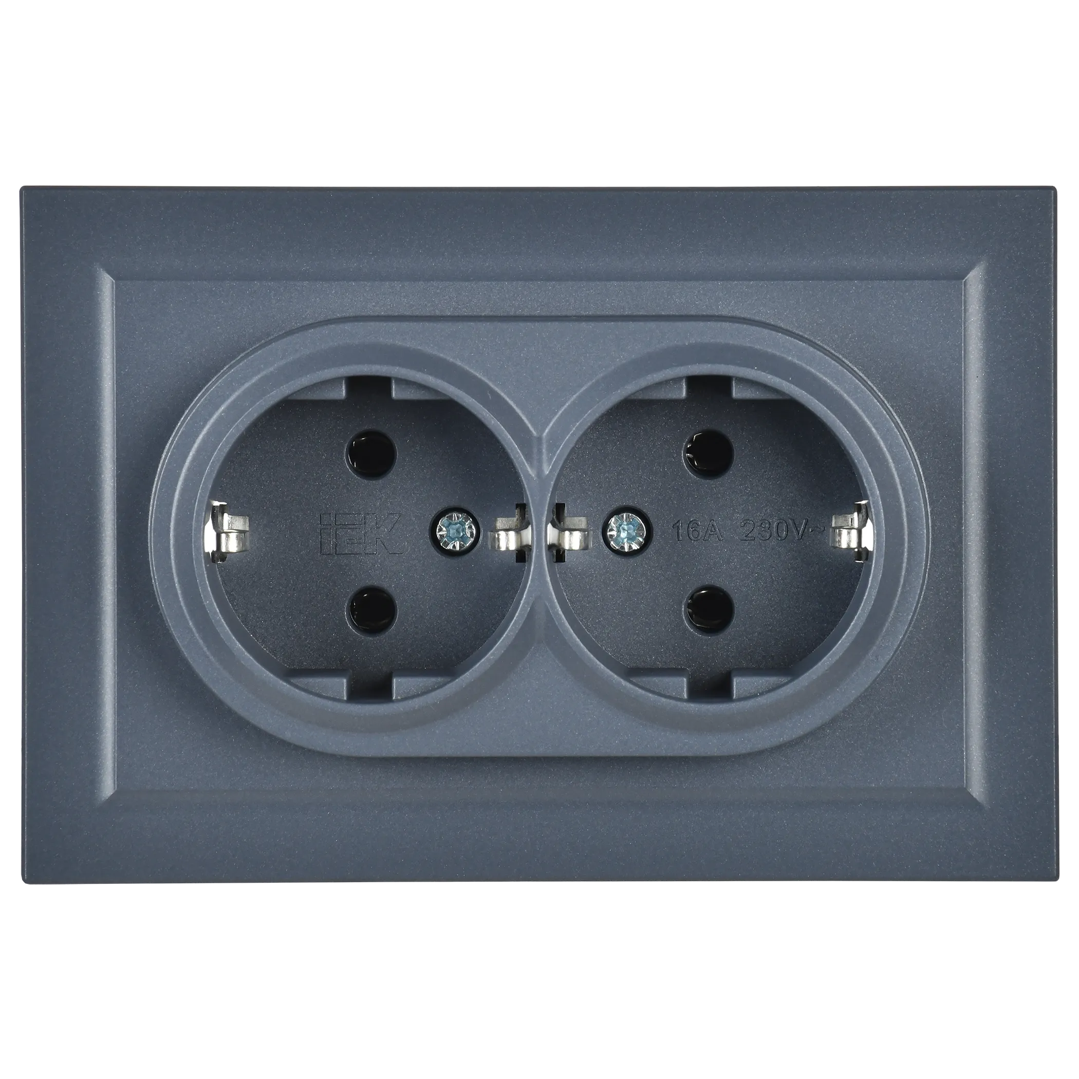 BRITE Розетка 2-местная с заземлением без защитных шторок 16А в сборе РС12-3-БрМ маренго IEK - Фото 6