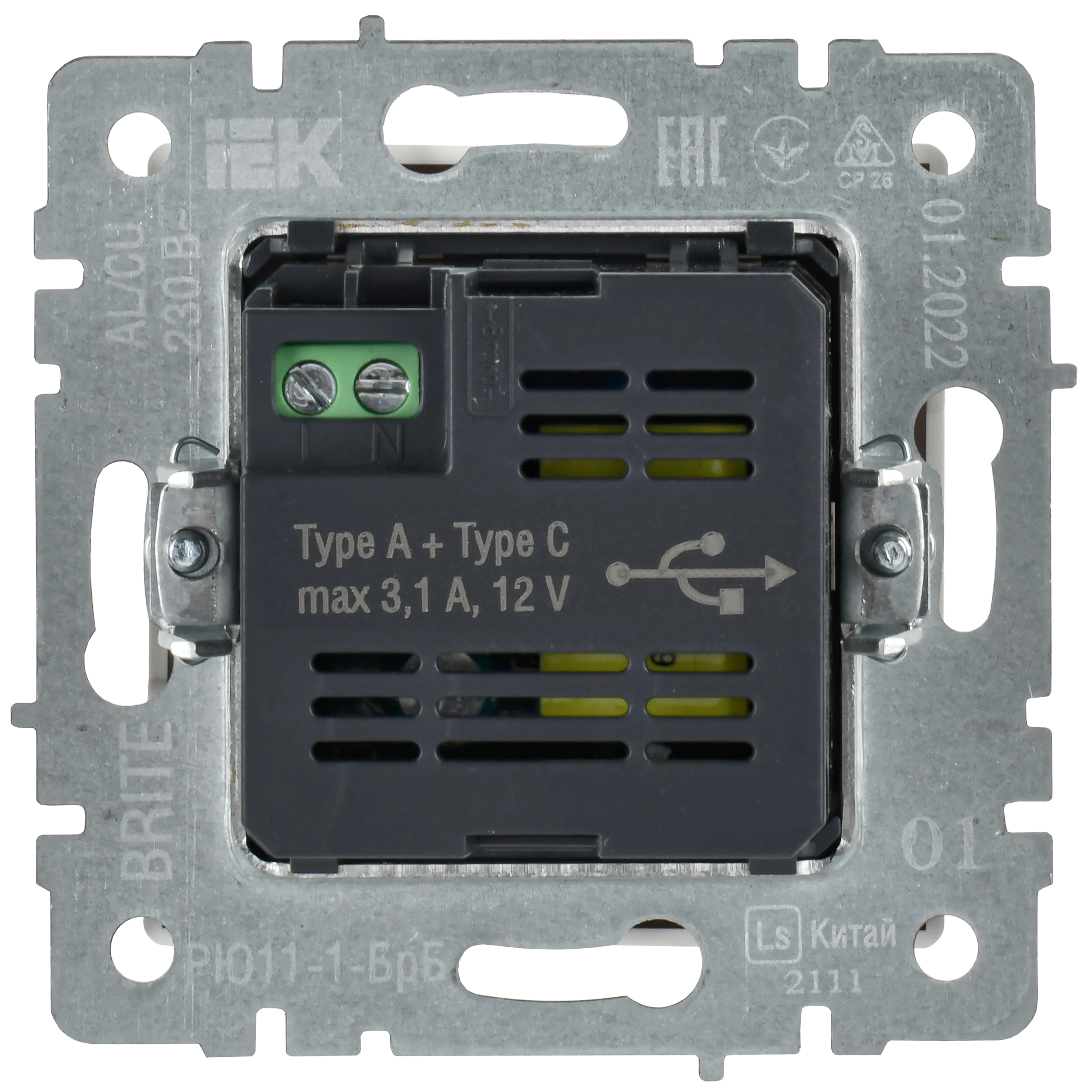 BRITE Розетка USB A+C 18Вт РЮ11-1-БрБ белый IEK - Фото 4