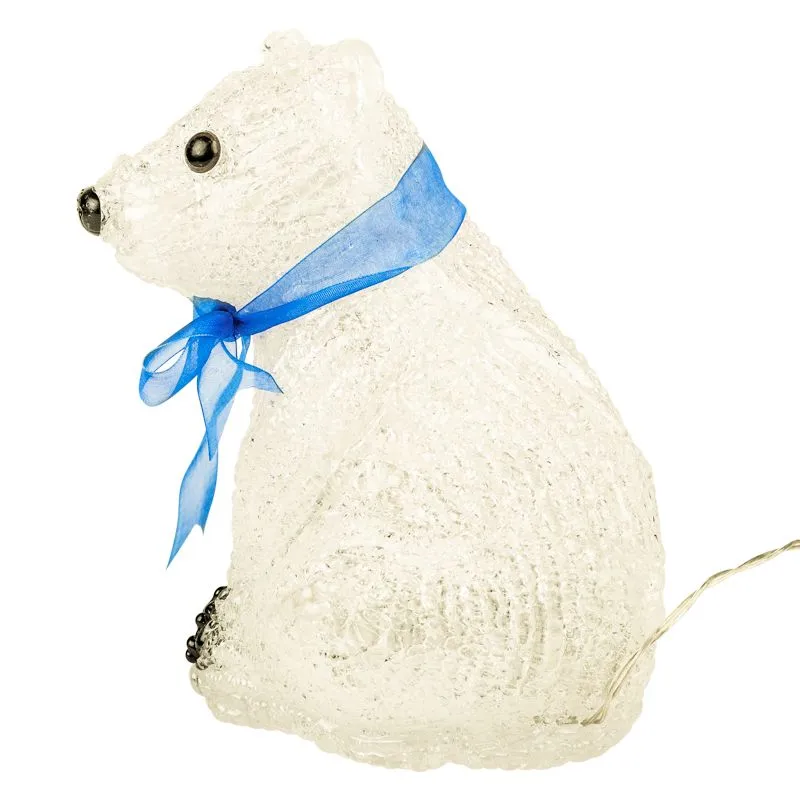 Акриловая светодиодная фигура Белый мишка 20 см, 4,5 В, 3 батарейки AA (не входят в комплект), 20 светодиодов NEON-NIGHT - Фото 5