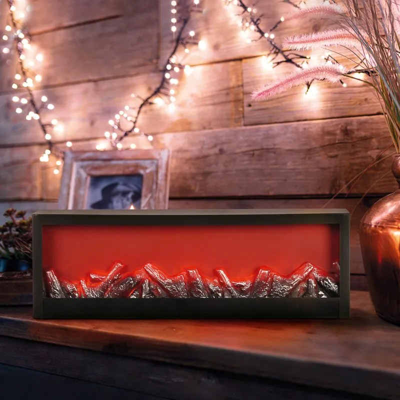 Светодиодный камин Хайтек с эффектом живого огня 60х10х20 см, батарейки 3хС (не в комплекте) или от USB (в комплекте) - Фото 2