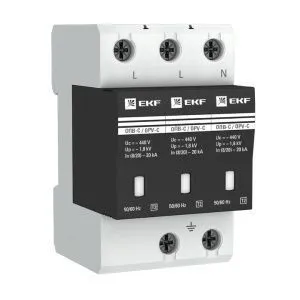 Ограничитель импульсных напряжений ОПВ-C/3P In 20кА 440В с сигн. EKF opv-c3