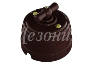 Выключатель ретро пластиковый поворотный на четыре положения (2-х клавишный), IP20, цвет - коричневы GE30401-04