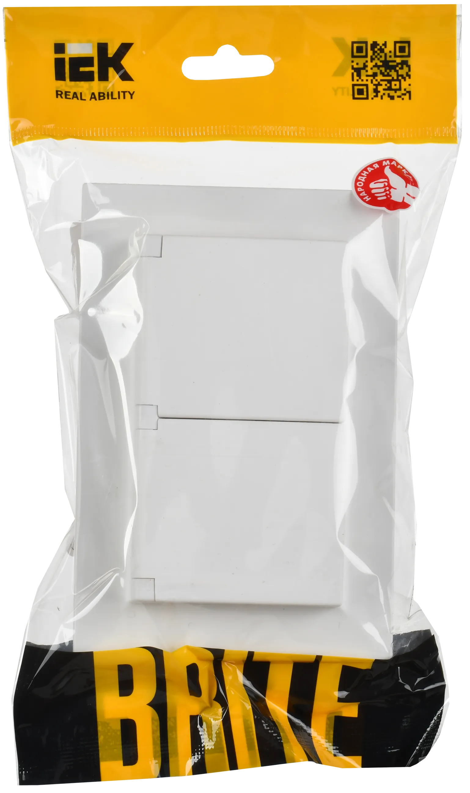 BRITE Розетка 2-местная с заземлением с защитными шторками и крышкой 16А в сборе IP44 РСбш12-3-44-БрАБ арктический белый IEK - Фото 2