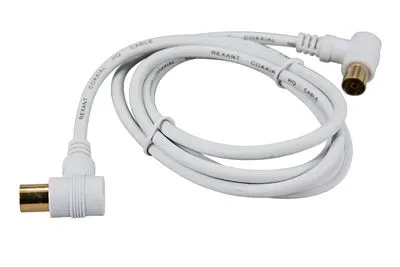 Шнур ТВ гнездо - ТВ штекер, угловой, 5м, белый REXANT - Фото 2