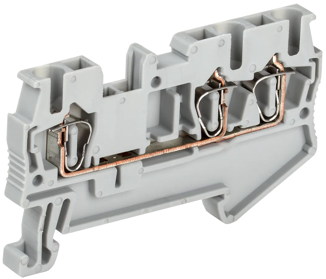 Клемма пружинная КПИ 3в-2,5 3 вывода 31А серая IEK