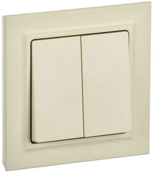BRITE Выключатель 2-клавишный 10А в сборе ВСР10-2-0-БрКр бежевый IEK BR-V20-0-10-K10-F