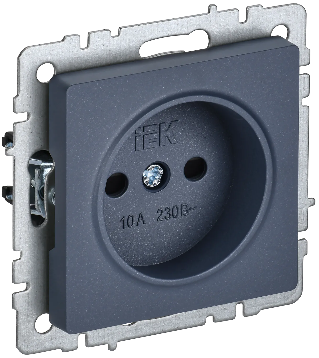 BRITE Розетка 1-местная без заземления с защитными шторками 10А РСш10-2-БрМ маренго IEK